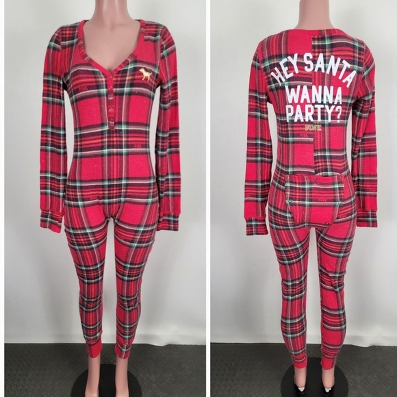 Vintage PINK Victoria's Secret Red Plaid Onesie - Picture 13 of 13